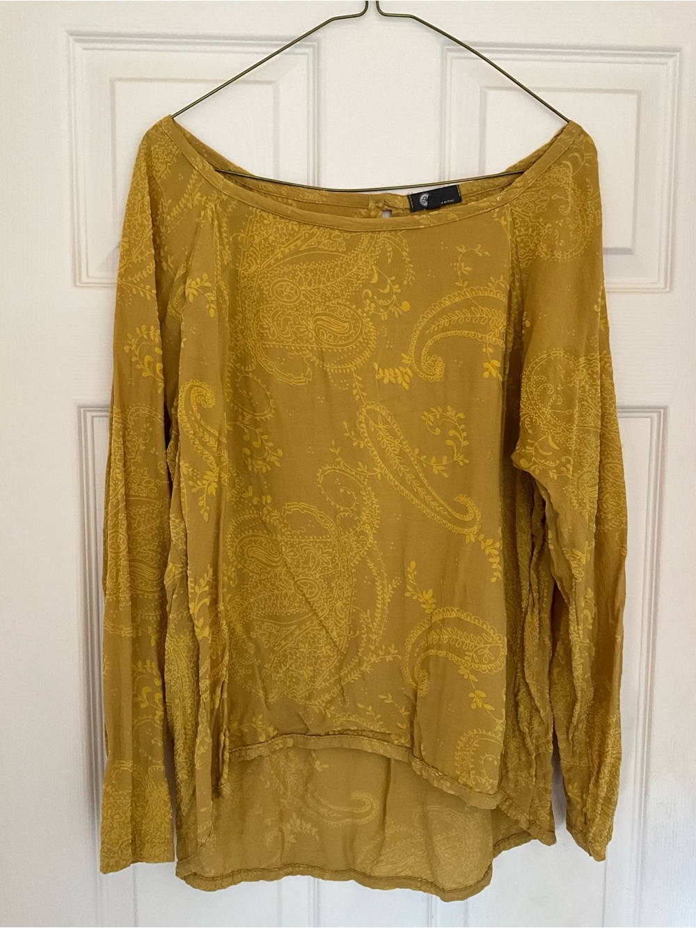 Boho Paisley Long-Sleeve Top in Mustard